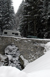 Caravan bergrijtraining in de winter